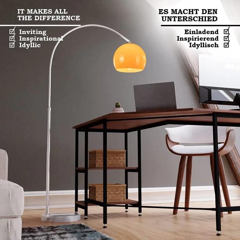 Jago stojacia oblúková lampa oranžová, 130 - 180 cm