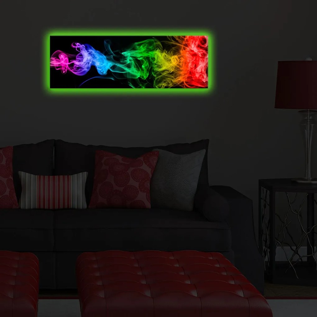 Obraz s LED osvetlením FAREBNÁ HMLA 67 30 x 90 cm