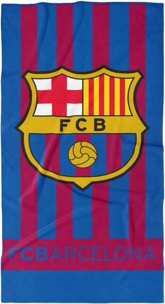Bavlnená futbalová osuška FC Barcelona - motív Vertical - 100% bavlna s gramážou 320 g/m² - 70x140 cm