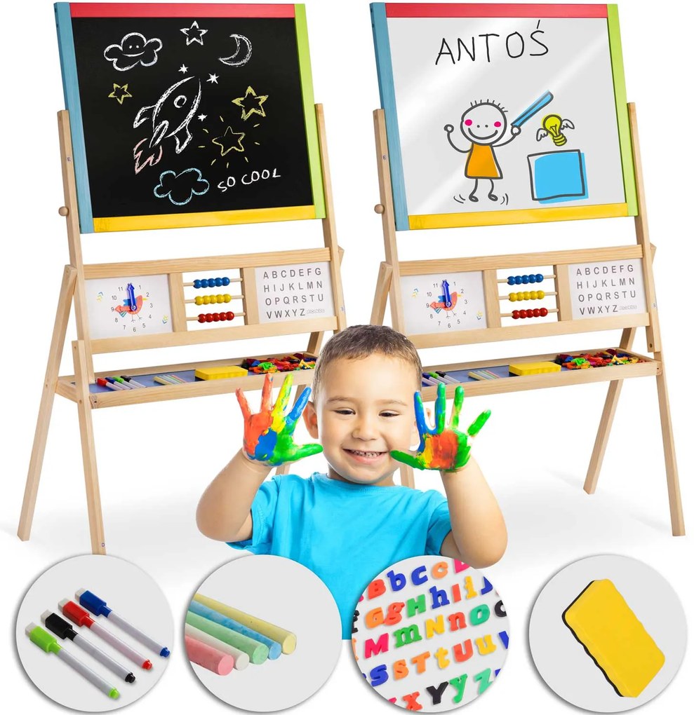 Ricokids veľká magnetická tabuľa s hodinami - viacfarebná