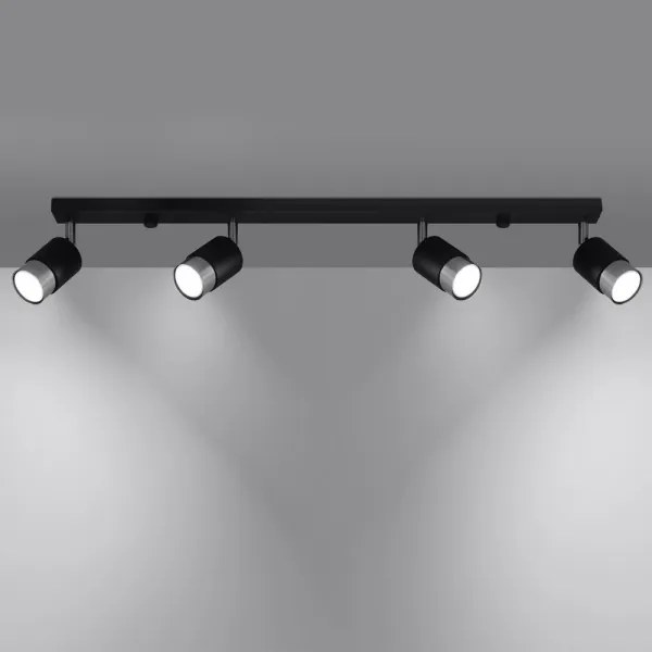 Sollux SL.1067 - Bodové svietidlo NERO 4xGU10/40W/230V čierna/lesklý chróm