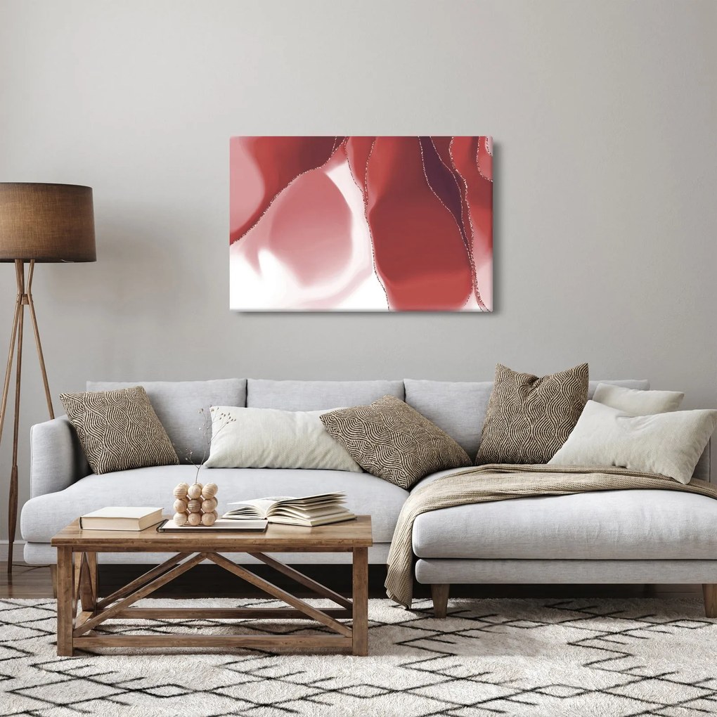 Obraz - Červená abstraktná kvetina N⁰3 (90x60 cm)