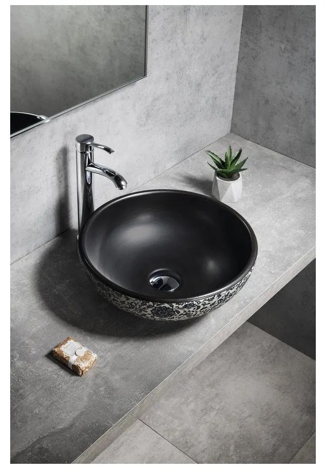 Čierne keramické okrúhle umývadlo ø 41 cm Priori – Sapho