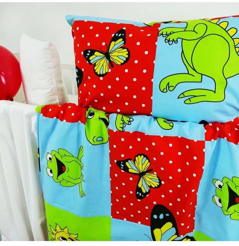 Obliečky detské bavlnené zvieratká modré EMI, Štandardný set jednolôžko obsahuje 1x 140x200 + 1x 70x90