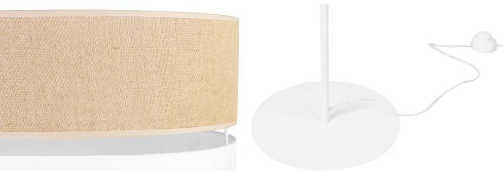 Stojacia lampa Juta, 1x jutové/biele textilné tienidlo, o, w
