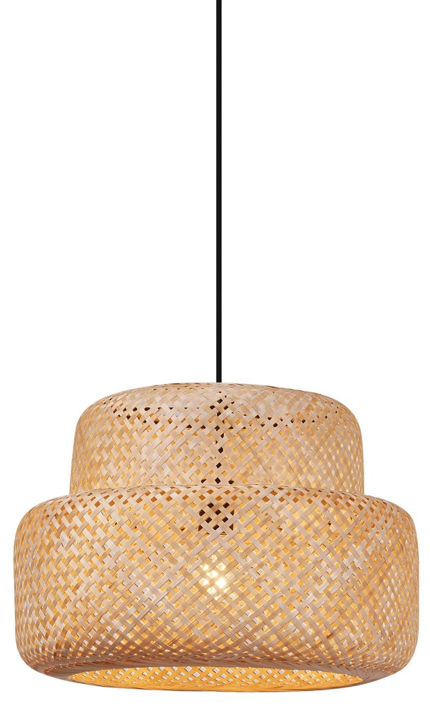 Japonská závesná lampa čierna s bambusom - Kea