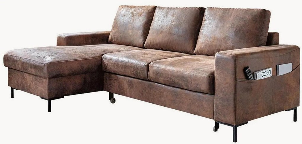 Koženková rohová rozkladacia pohovka Lilly (4-miestna)