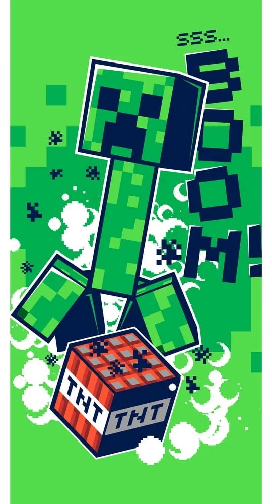 Zelená bavlnená detská osuška 70x140 cm Minecraft Boom - Jerry Fabrics