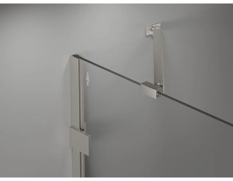 Mexen Lunar, pravostranný výklopný sprchový kút 85 x 80 cm, 8mm číre sklo, oceľový profil, 834-085-080-97-00-P