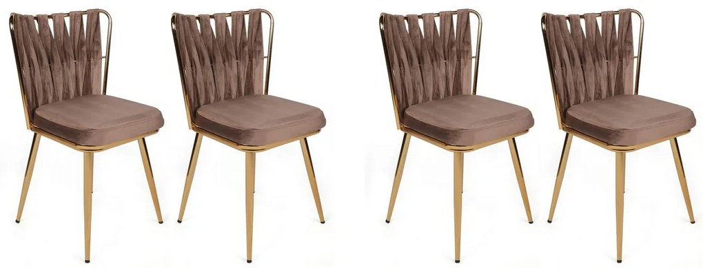 Sada jedálenských stoličiek Kusakli Light Brownand Gold, 4 ks, 4 ks
