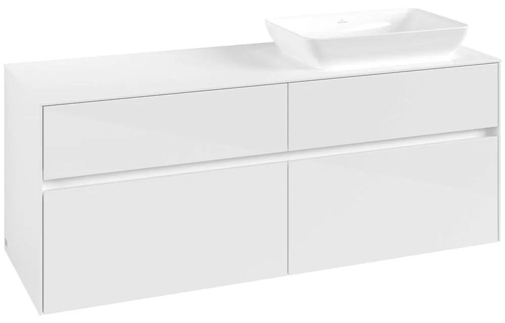 VILLEROY &amp; BOCH Collaro závesná skrinka pod umývadlo na dosku (umývadlo vpravo), 4 zásuvky, 1400 x 500 x 548 mm, Glossy White, C11800DH