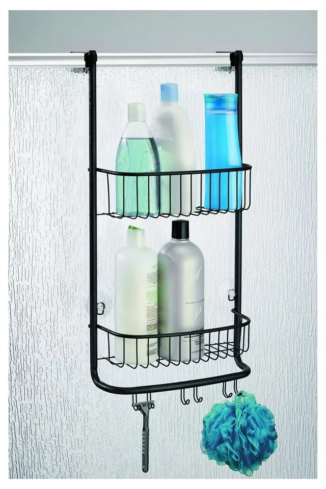 Čierny závesný kúpeľňový organizér iDesign Forma, 30 x 65 cm