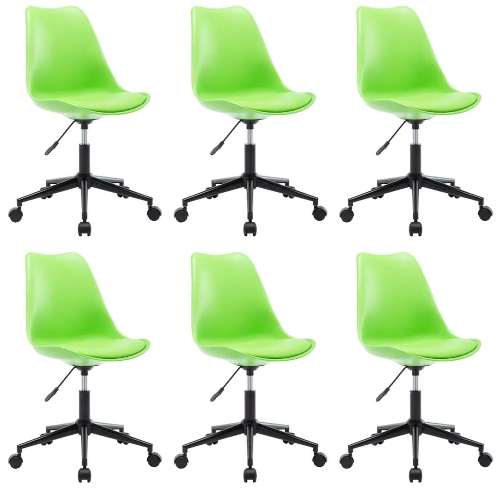 vidaXL Otočné jedálenské stoličky 6 ks zelené umelá koža