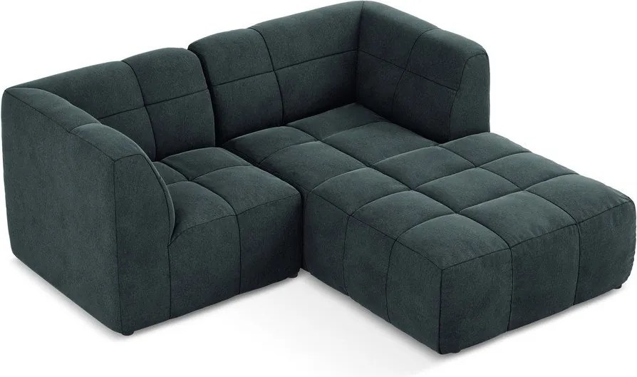 Modrá zamatová rohová pohovka (pravý roh/s leňoškou) Aloha – Makamii