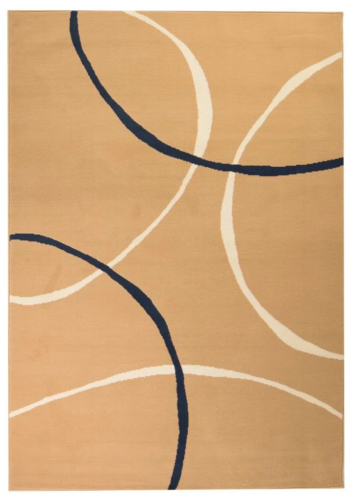 vidaXL Moderný koberec, kruhový dizajn, 140x200 cm, hnedý