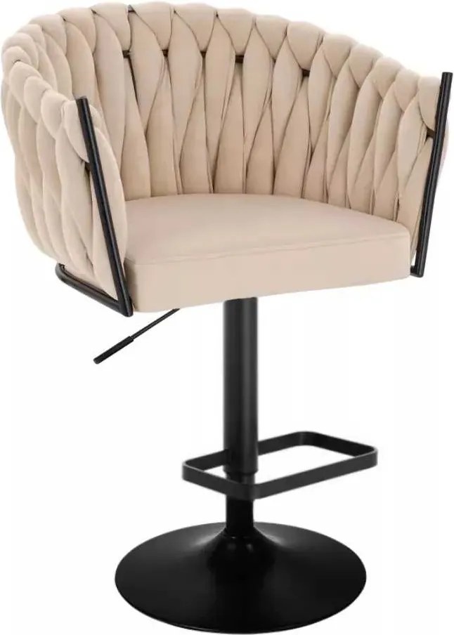 LuxuryForm DESIGN Barová stolička NORDEN VELUR na čiernom tanieri - krémová
