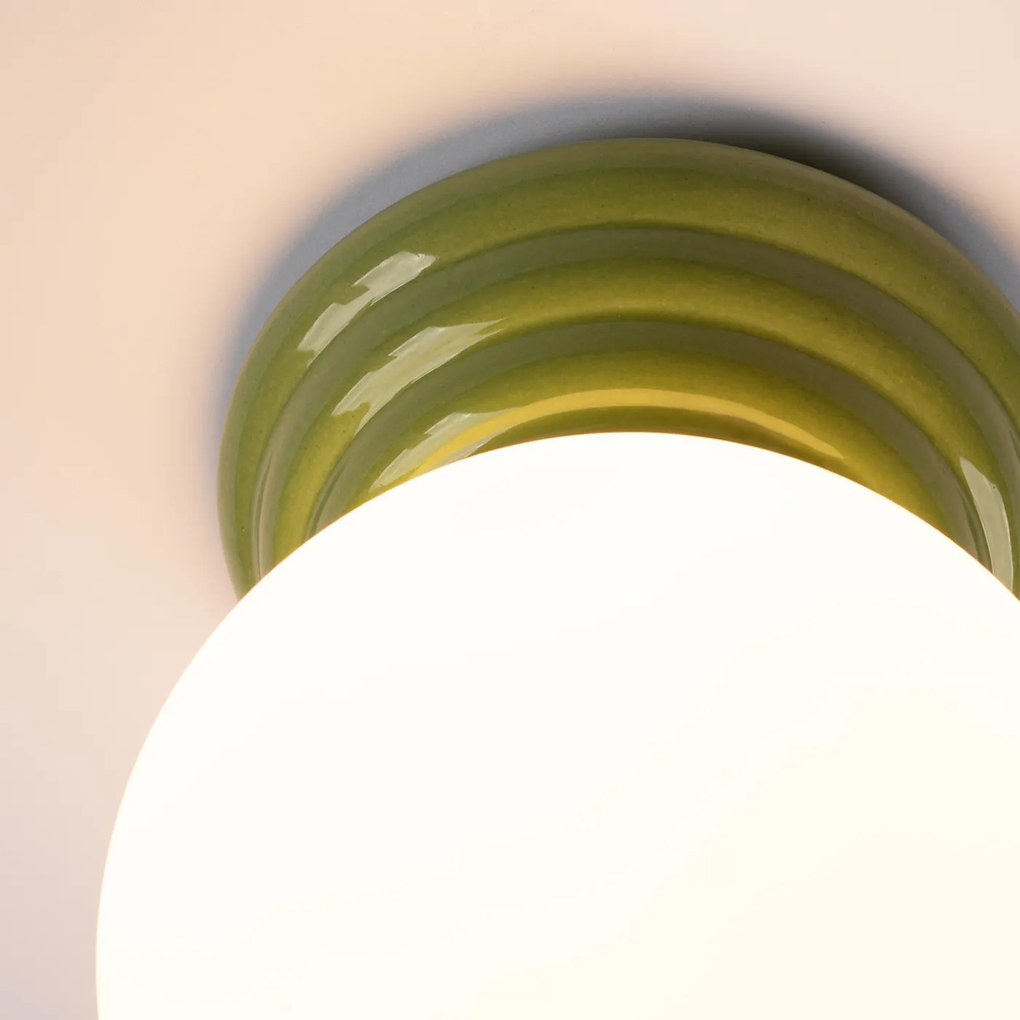 Stropné svietidlo Zori, 1x biele sklenené tienidlo, gr