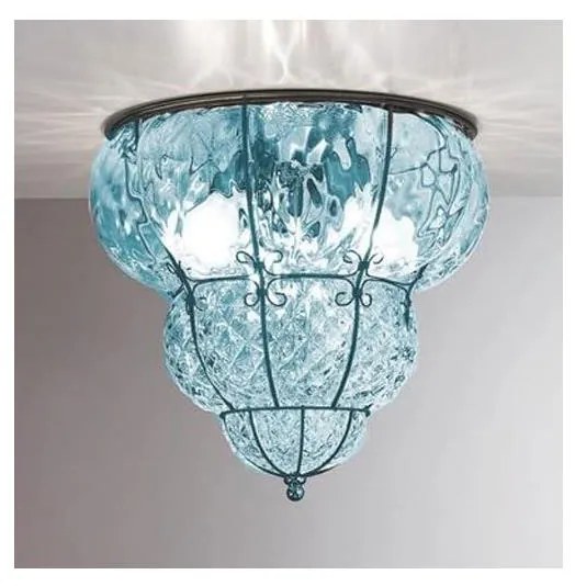 SIRU-Stropné svietidlo CLASSIC 3xE14/40W/230V pr. 25 cm modrá/čierna benátske sklo