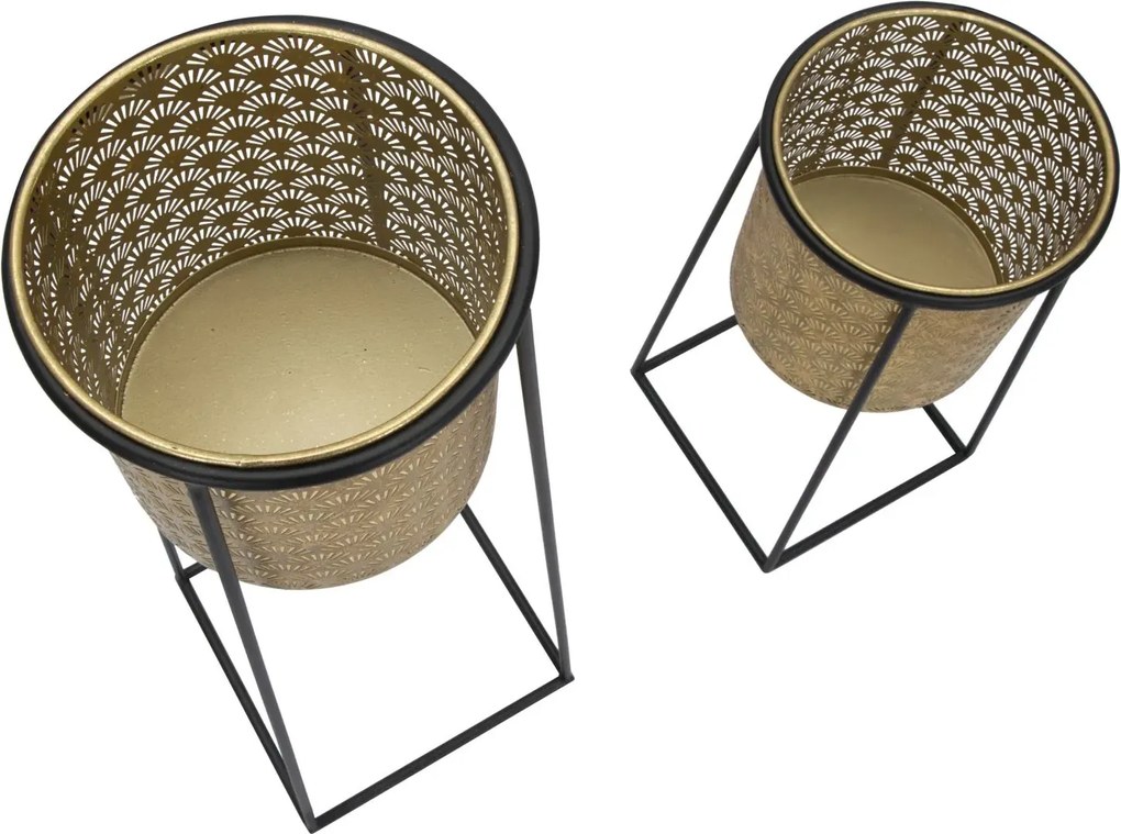Sada 2 ks kvetinových stojanov Couple Cup čierno-zlatá