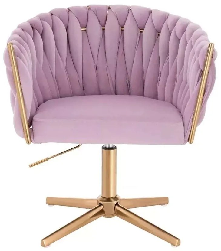 LuxuryForm DESIGN Stolička NORDEN VELUR na zlatom kríži - levanduľa