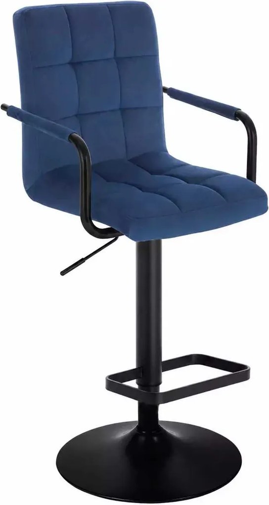 LuxuryForm DESIGN Barová stolička VERONA BLACK VELUR na čiernom tanieri - modrá
