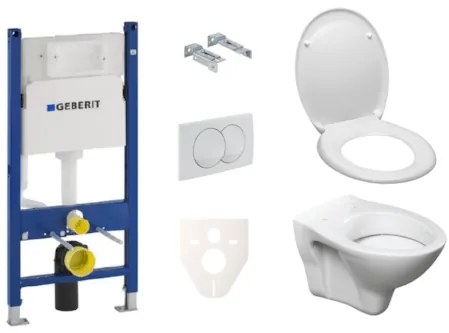 Závesný set WC Ceramia S-Line + modul Geberit Duofix s tlačidlom Delta 20 biele SIKOGES5D0