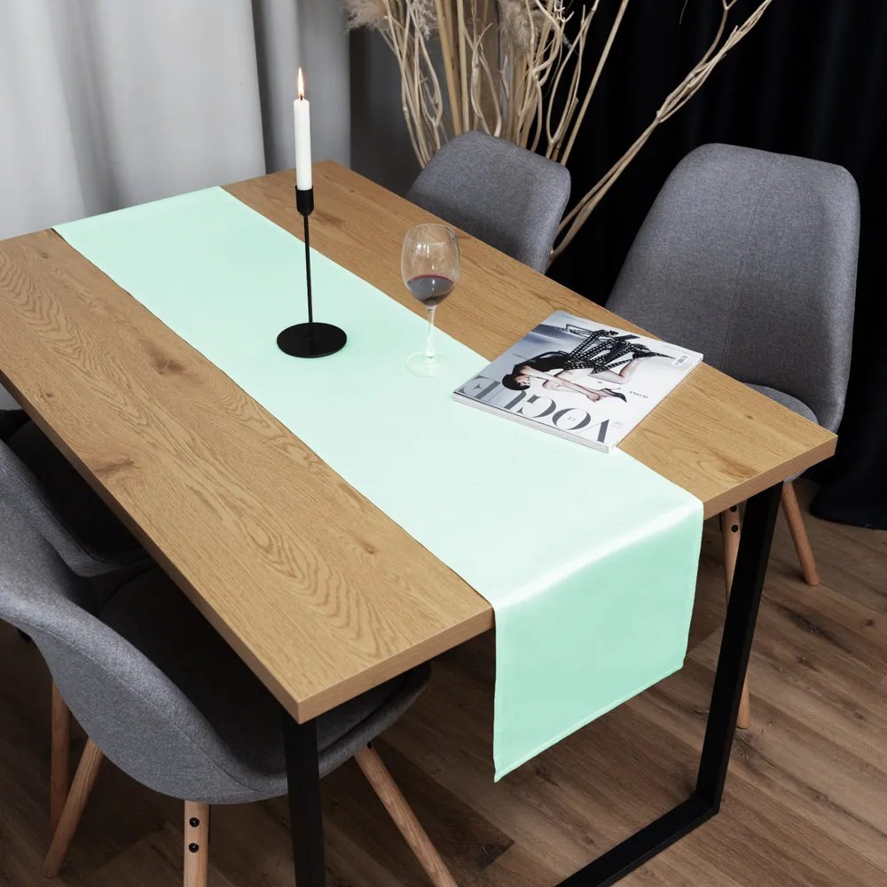 Biante Saténový behúň na stôl polyesterový Satén LUX-059 Svetlo mintový 35x120 cm