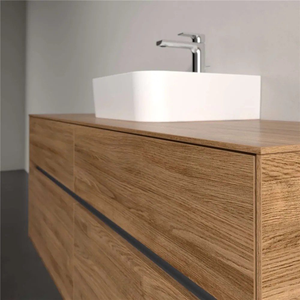 VILLEROY &amp; BOCH Collaro závesná skrinka pod umývadlo na dosku (umývadlo v strede), 4 zásuvky, 1400 x 500 x 548 mm, Oak Kansas, C10000RH