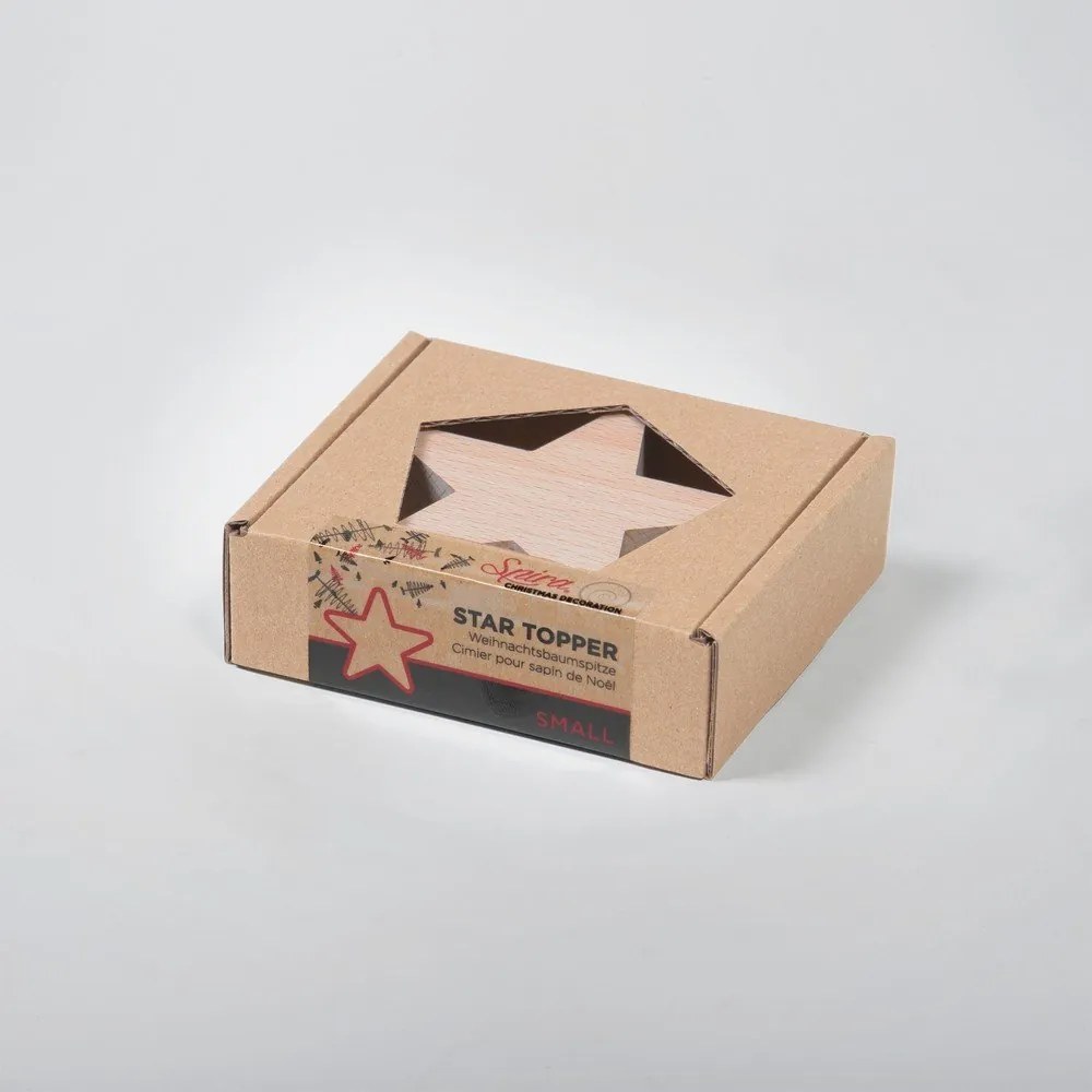 Drevená hviezda na dekoratívny vianočný stromček Spira Small