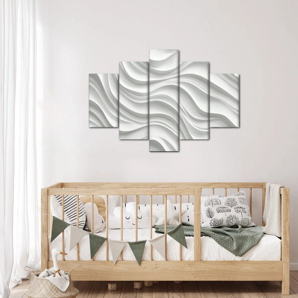 Obraz - 3D biele vlny (150x105 cm)
