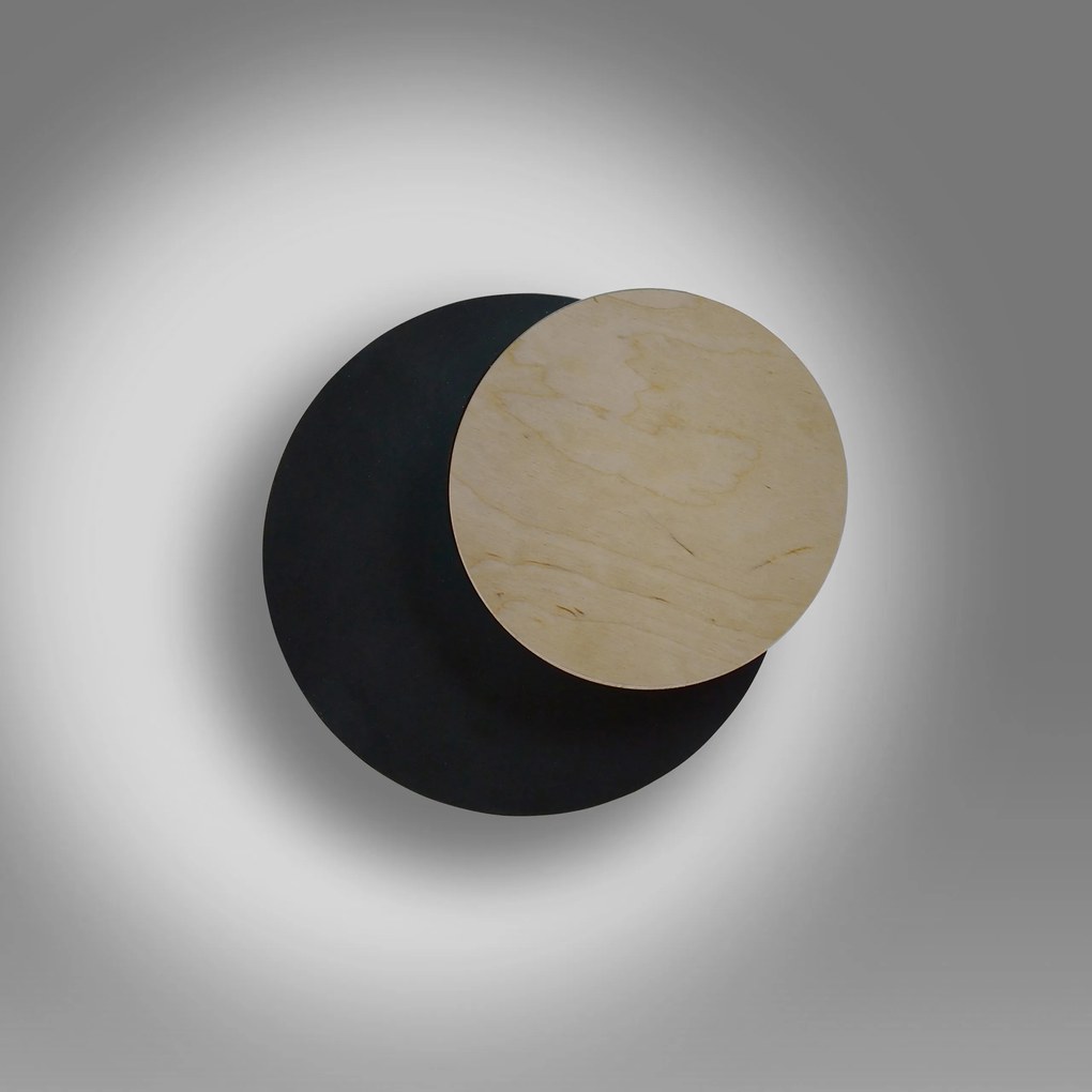CIRCLE | moderné drevené dizajnové nástenné svietidlo Farba: Čierna/Drevo