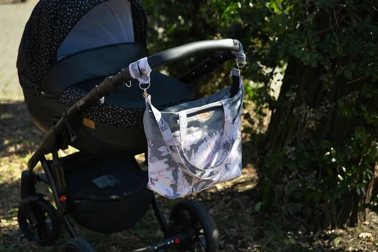 Sensillo Taška na kočík Velvet Kvety Sivá