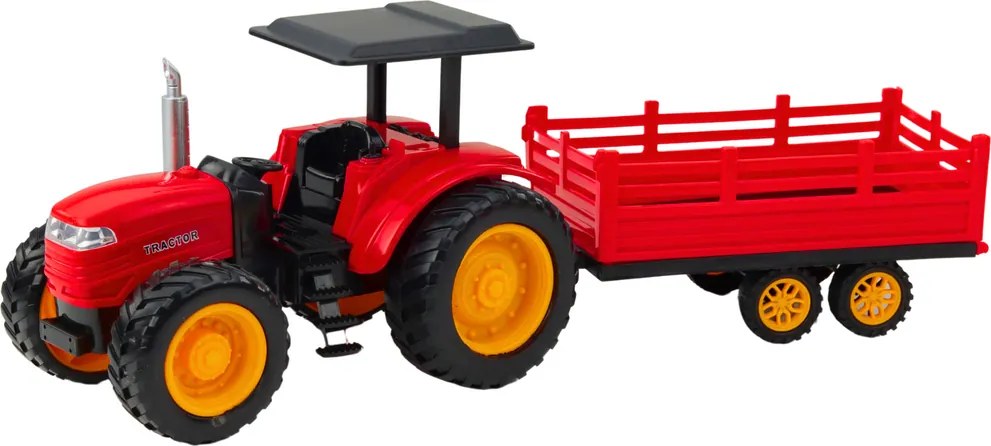 LEAN Toys Poľnohospodársky traktor s prívesom, diaľkovo ovládaný RC, červený