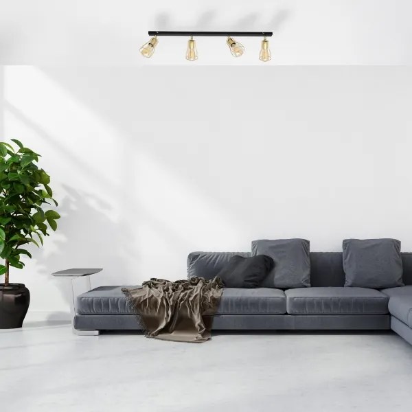 Bodové svietidlo TUBE 4xE27/15W/230V zlatá/čierna