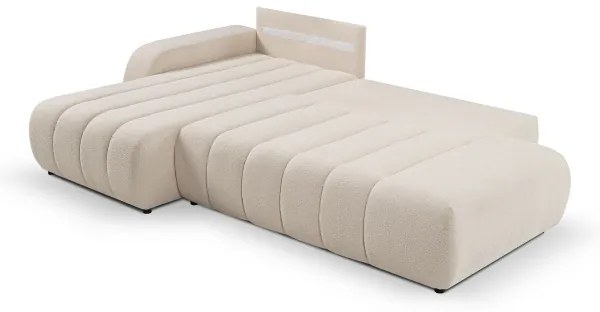 Rozkladacia rohová sedacia súprava do tvaru L DESIO, ľavá, béžová, s úložným priestorom