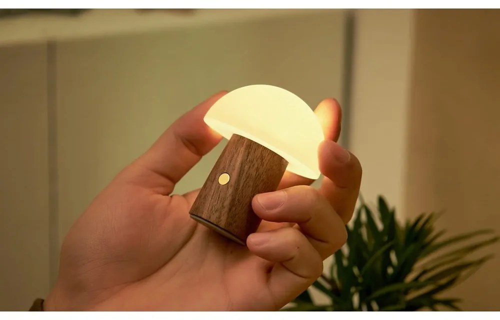 Biela/v tmavoprírodnej farbe LED stolná lampa (výška 7 cm) Alice Mushroom – Gingko