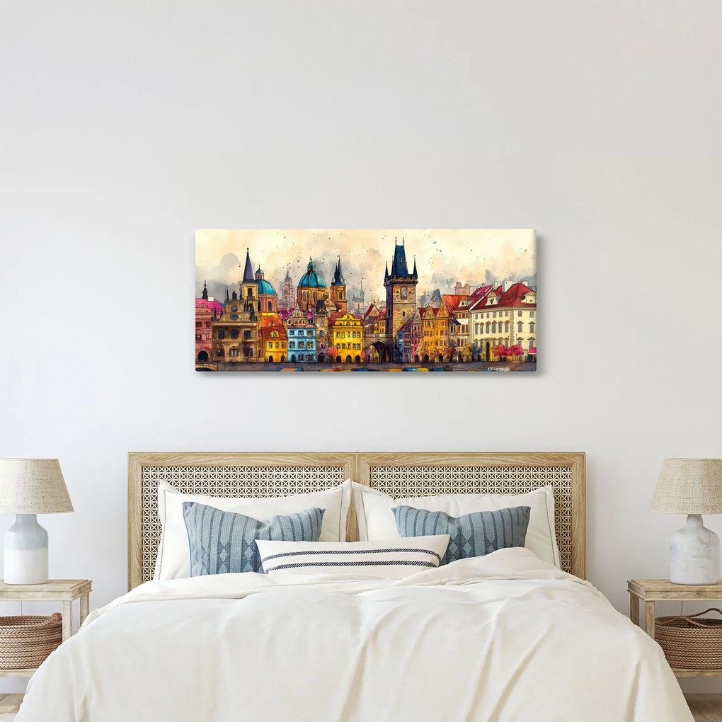 Obraz - Jeseň v maľovanom meste (120x50 cm)