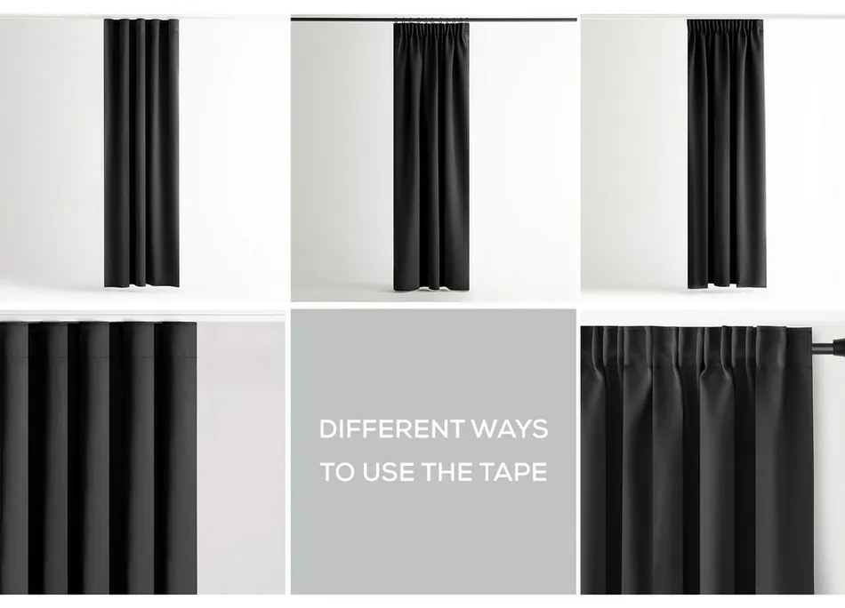 Restilo Záves Blackout Oxford Pleat čierna, 140 x 245 cm