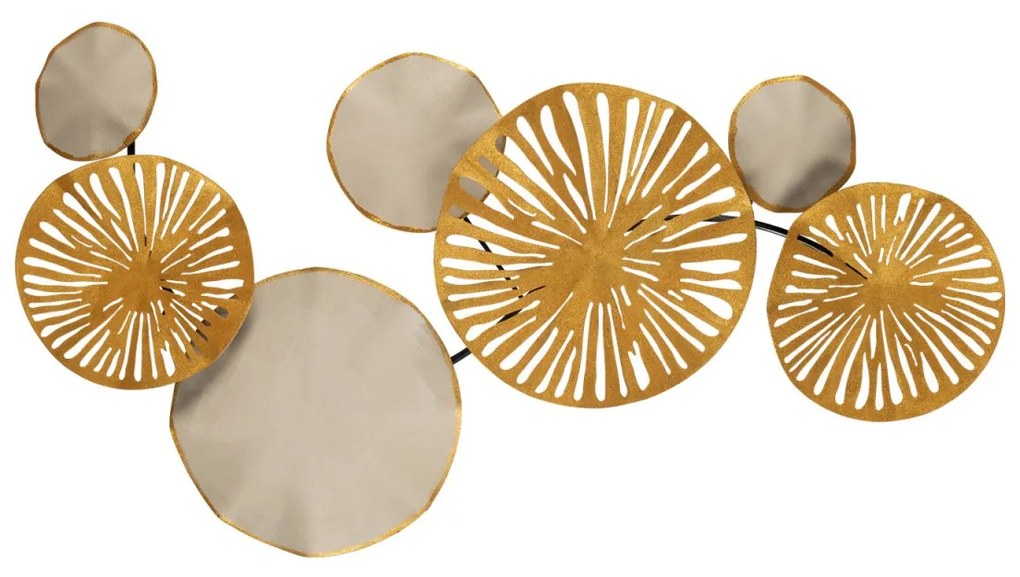 Nástenná kovová dekorácia ASTRID II 130 cm zlatá/šedá