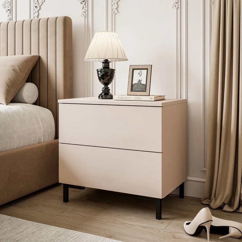 NOČNÝ STOLÍK MARION KAŠMÍR PUSH NOŽIČKY PVC ČIERNE