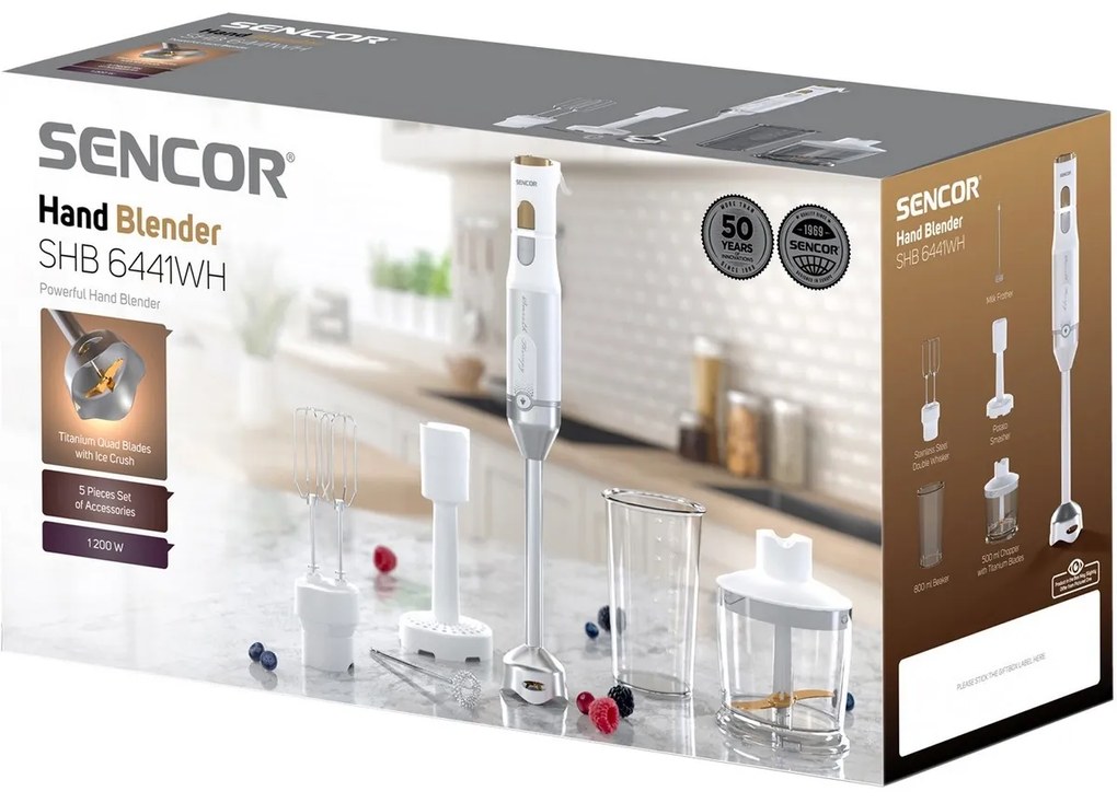 Sencor SHB 6441WH tyčový mixér, biela