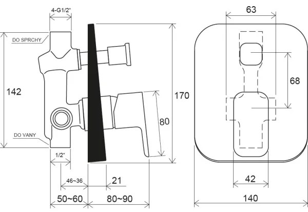 Ravak X070134 - Sprchová batéria pre podomietkovú inštaláciu FREE, lesklý chróm