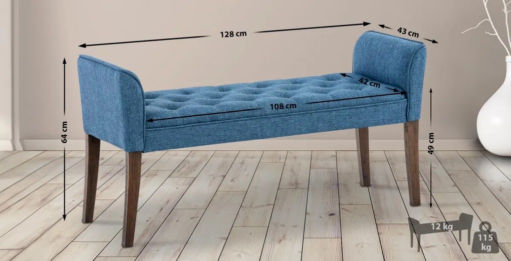 Lavica Cleopatra Chaiselongue látka, nohy antik tmavé - Modrá