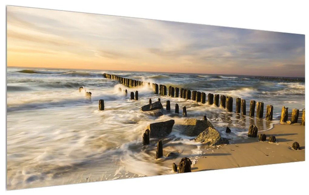 Obraz mora a kameňov (120x50 cm)