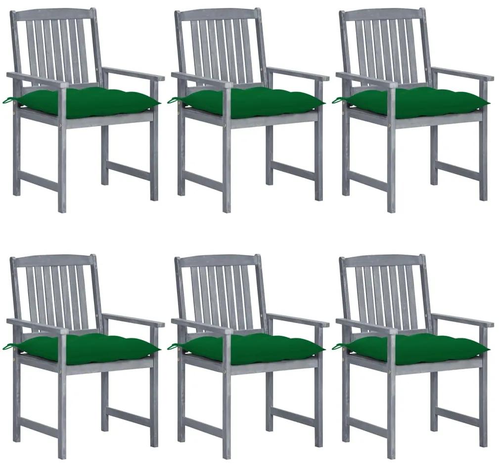 Záhradné stoličky s podložkami 6 ks akáciový masív sivé 3078242