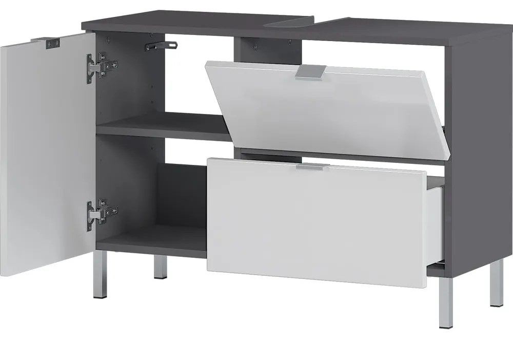 Bielo-sivá skrinka pod umývadlo Germania Mauresa, šírka 80 cm