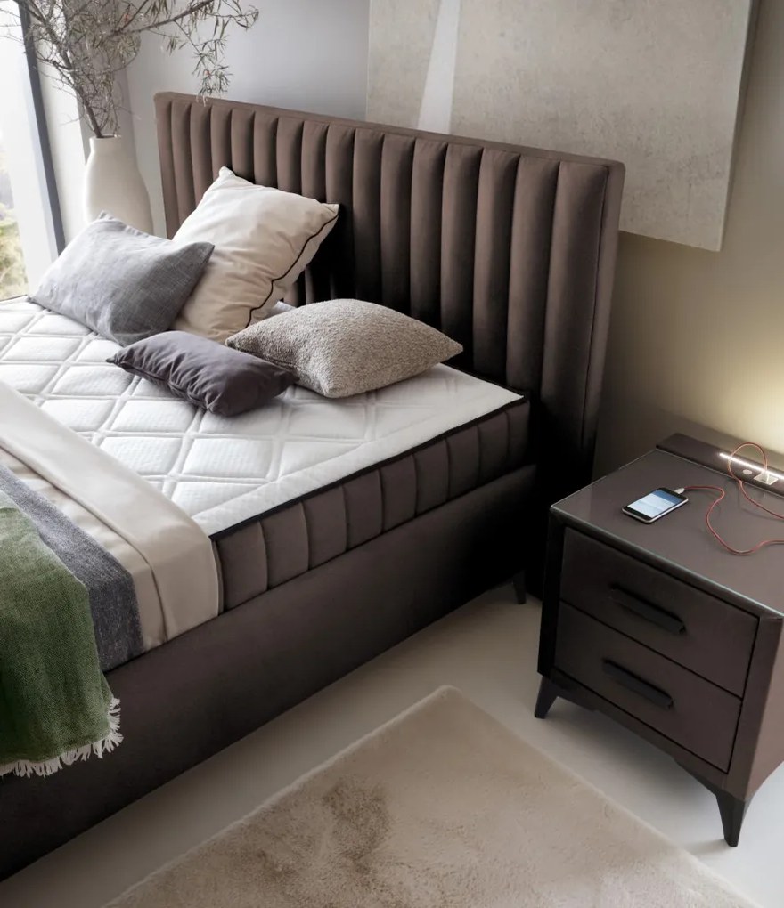 Posteľ Joy 160x200 cm, hnedá látka