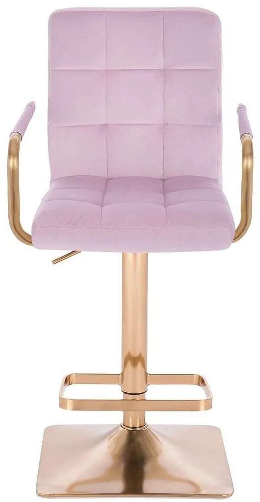 LuxuryForm DESIGN Barová stolička VERONA GOLD VELUR na zlatej hranatej podstave - levanduľa