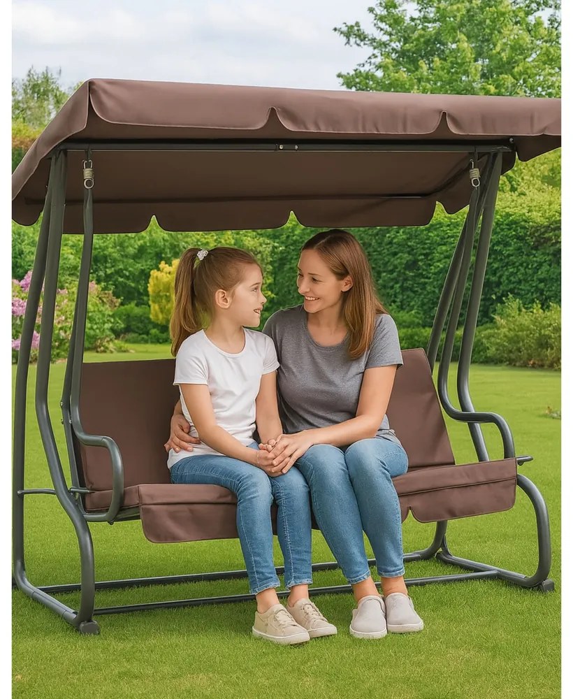Lean Záhradná hojdačka hnedá – 280kg, 4 vankúše