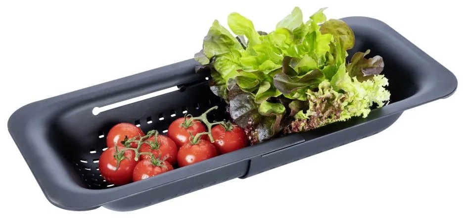 Čierne rozšíriteľné cedidlo Wenko Black Outdoor Kitchen Sivo